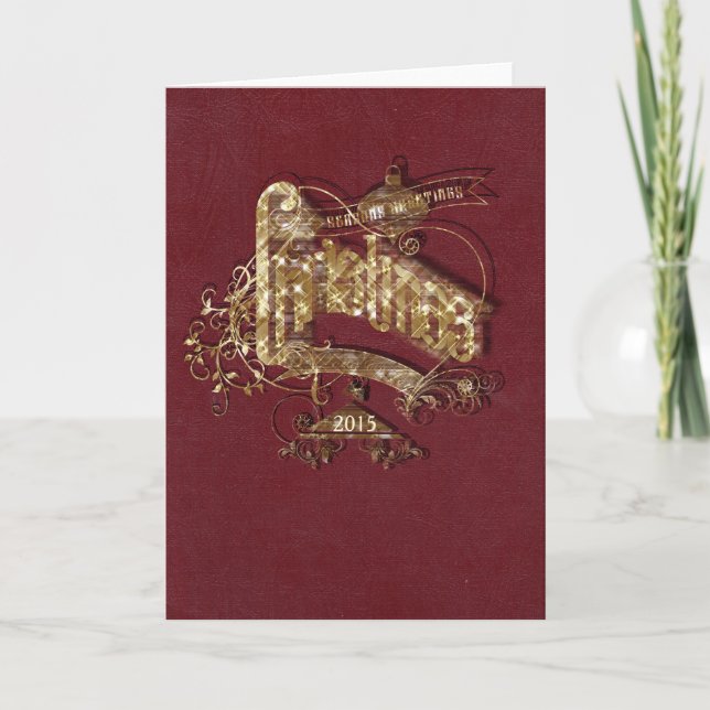 Festiva Navidades Purpurinas de oro - Tarjeta de saludo (Anverso)