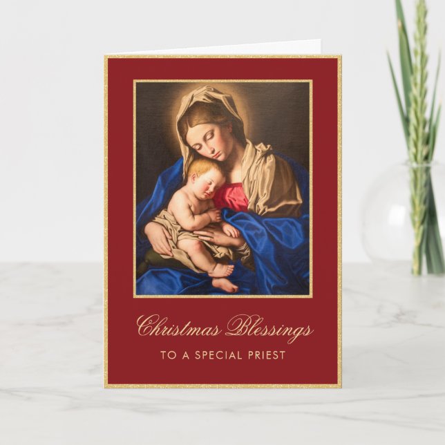 Festiva Navidades religiosos católicos con tarjeta de sace (Anverso)