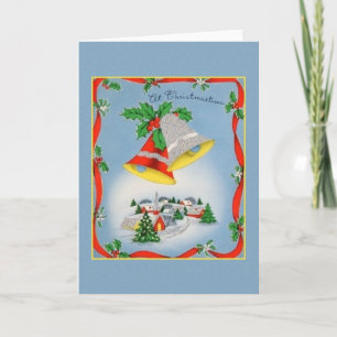 Festiva Navidades Retro Bells Tarjeta de Saludo