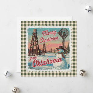 Festiva Navidades Retro En Tarjeta De Vacaciones De Oklaho