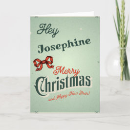 Festiva Navidades retro Nombre editable de la tarjeta en l