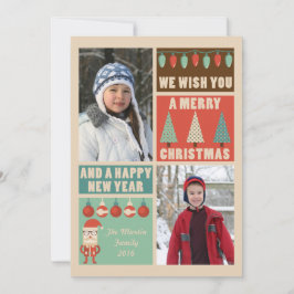 Festiva Navidades retro, tarjeta fotográfica de vacaciones