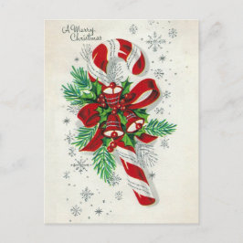 Festiva Navidades retro vintage postal de caña de caramelo