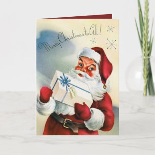 Festiva Navidades retro vintage Santa tarjeta de texto
