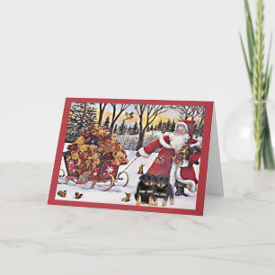 Festiva Navidades Rottweiler Tarjeta Santa Bears En Sleigh