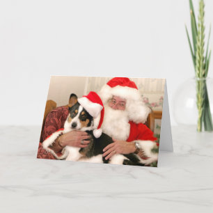 Festiva Navidades saludan a la tarjeta Santa y a su Corgi 