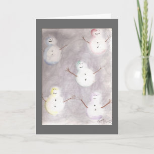 Festiva Navidades seculares de Snowmen o tarjeta de saludo