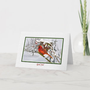 Festiva Navidades, sueco, cardenal Bird, Nieve, tarjeta