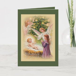 Festiva Navidades tarjeta Baby Jesus Angels Árbol de Navid