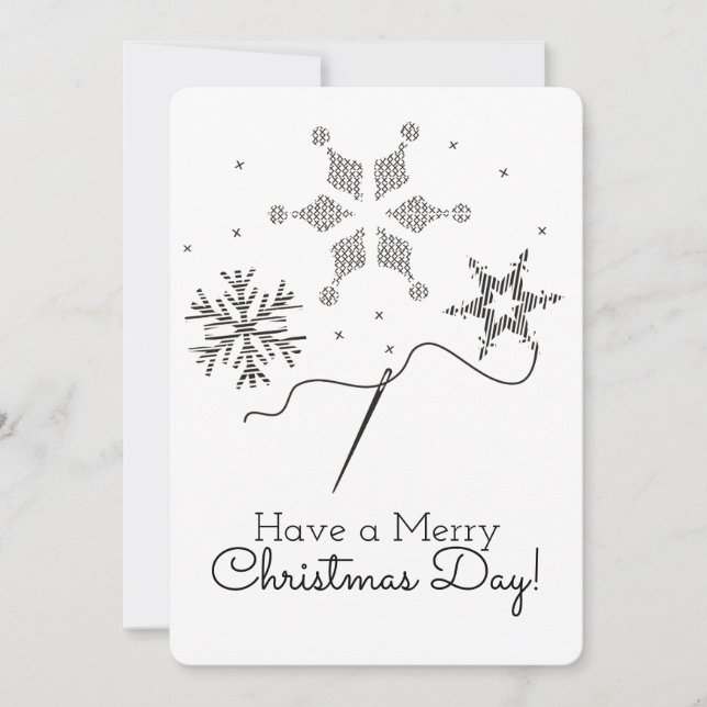 Festiva Navidades tarjeta bordado coser cruzado (Anverso)