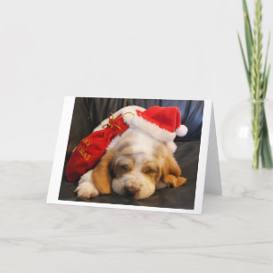 Festiva navidades tarjeta de perritos de Basset hound