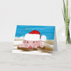 Festiva Navidades Tarjeta De Saludo Con Cerdo En Navidades