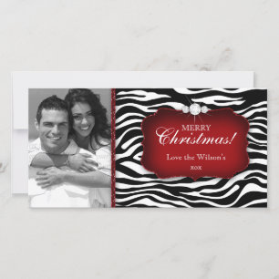 Festiva Navidades Tarjeta fotográfica cebra Joyería roja h