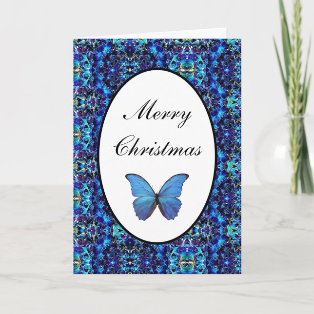 Festiva Navidades Tarjeta Morpho Azul Mariposa (Anverso)