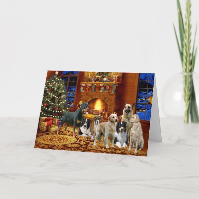 Festiva Navidades Tarjeta Múltiples Razas de Perro (Anverso)