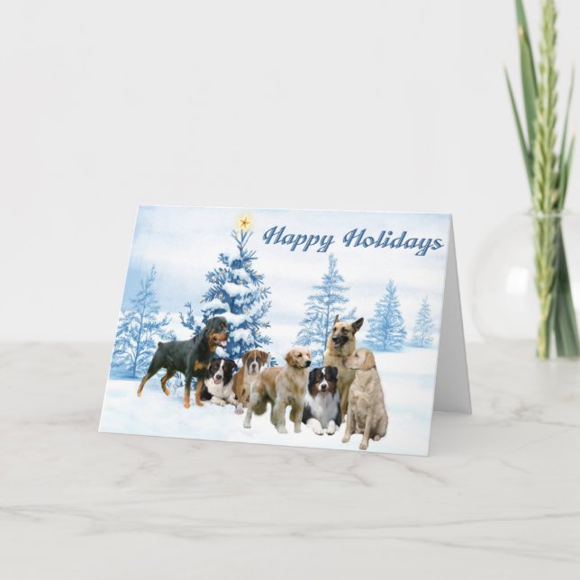 Festiva Navidades Tarjeta Múltiples Razas de Perro (Anverso)