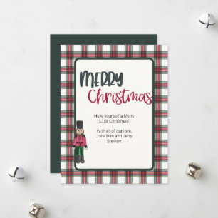 Festiva Navidades Tarjeta Nutcracker en Red y Green Plaid