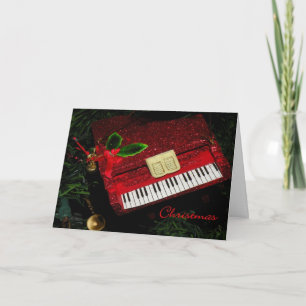 Festiva Navidades Tarjeta Purpurina Rojo Piano