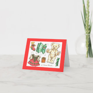 Festiva Navidades Teddy Bear tarjeta de muñeca de papel