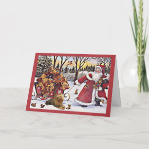 Festiva Navidades Terrier De Yorkshire Tarjeta Santa Bears