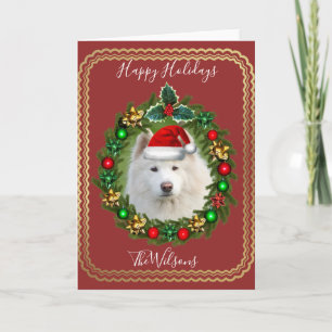 Festiva Navidades Vacaciones Tarjeta de saludo de perro Sa