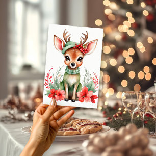 Festiva Navidades venados con tarjeta de vacaciones plana 