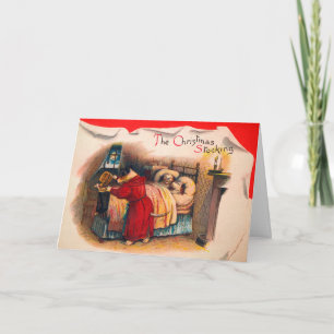 Festiva Navidades victorianos repartiendo tarjeta de vacac