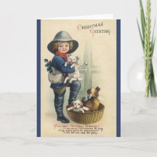 Festiva Navidades victorianos traman tarjeta de felicitaci
