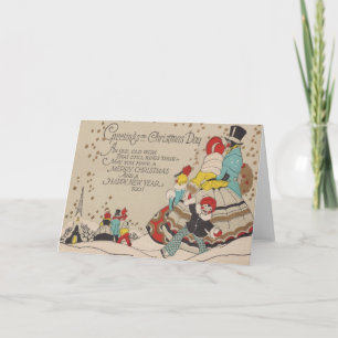 Festiva Navidades victorianos y tarjeta de felicitación de