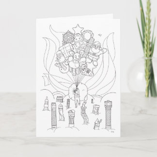 Festiva Navidades volando con tarjeta de globo