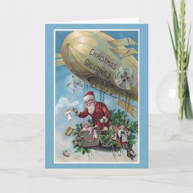Festiva Navidades zeppelin blimp tarjeta de saludo (Anverso)
