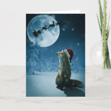 Navidades zorro tarjeta de vacaciones doblada.