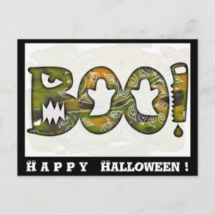 Festiva Negro del feliz Halloween del ABUCHEO - postal o