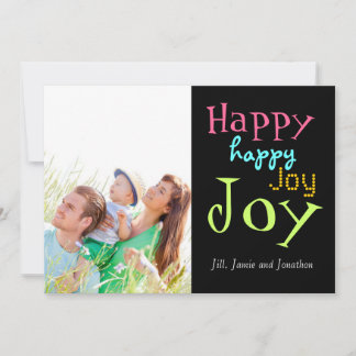 Festiva Neon Happy Joy Typography Tarjeta de fotografía na