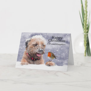 Festiva Nieta, navidad, tarjeta del perro de Terrier de