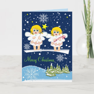Festiva Nieve, ángeles y tarjeta de texto Personalizado