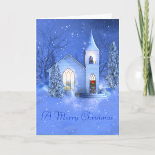 Festiva Nieve, iglesia, tarjeta de felicitación del