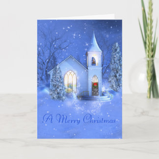 Festiva Nieve, iglesia, tarjeta de felicitación del
