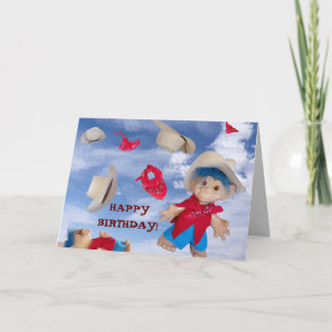 Festiva Niña de vaquero pequeño troll tarjeta de cumpleaño