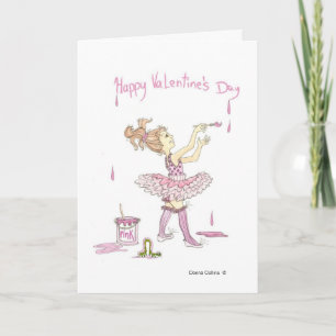 Festiva Niña pequeña en tarjeta de San Valentín Tutu
