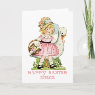 Festiva Niña pequeña y ganta feliz tarjeta de sobrina de P
