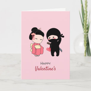 Festiva Ninja y tarjeta del día de San Valentín feliz del