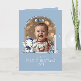 Festiva Niños bebés Primera tarjeta navideña de fotografía