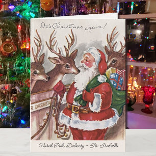 Festiva Niños Navidades de los años 40 Tarjeta Santa Perso