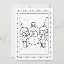Festiva Niños Navidades Snowman colorean tarjeta plana de 