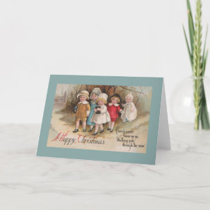 Festiva Niños victorianos dejan tarjeta de Navidades de ig