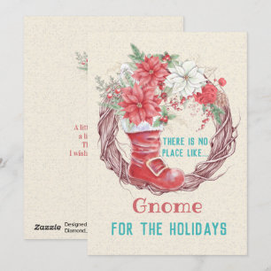 Festiva No hay lugar como Gnome para la tarjeta de vacacio
