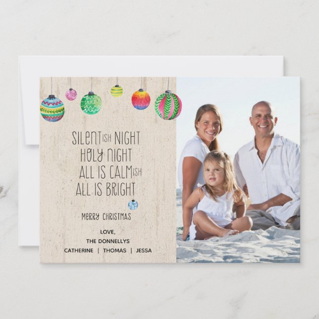 Festiva Noche de Silencio Divertida Tarjeta de Fotografía  (Anverso)