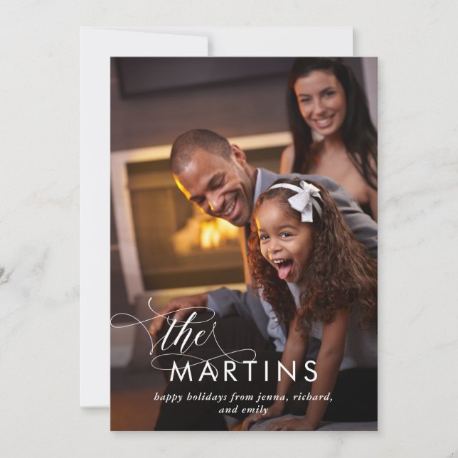 Festiva Nombre elegante | Tarjeta de vacaciones con foto (Anverso)