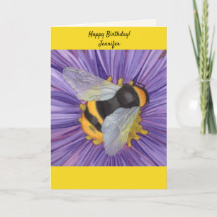 Festiva NOMBRE personalizado Bee Honeybee Tarjeta de cumpl
